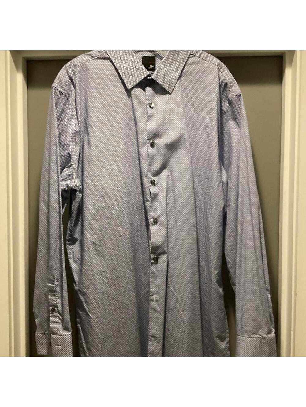 J Ferrar Men's Blue and White Button Down Shirt